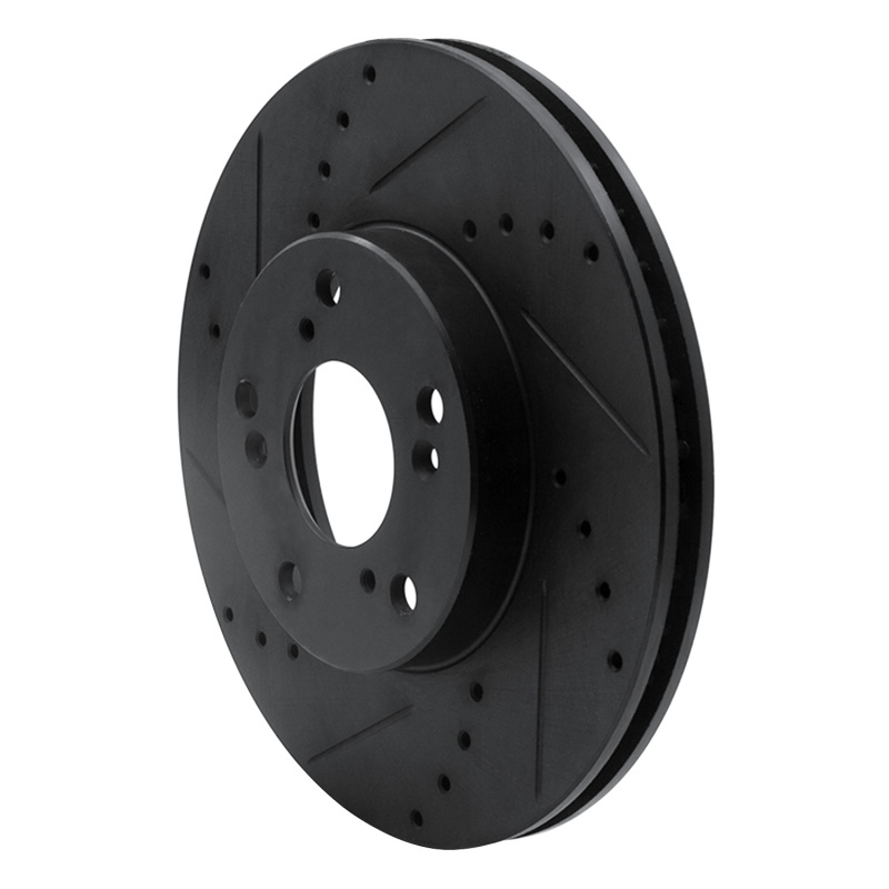 Honda Civic Brake Rotor (1) - Front Left - R1 Concepts - Drilled & Slotted - Black - `06-`15
